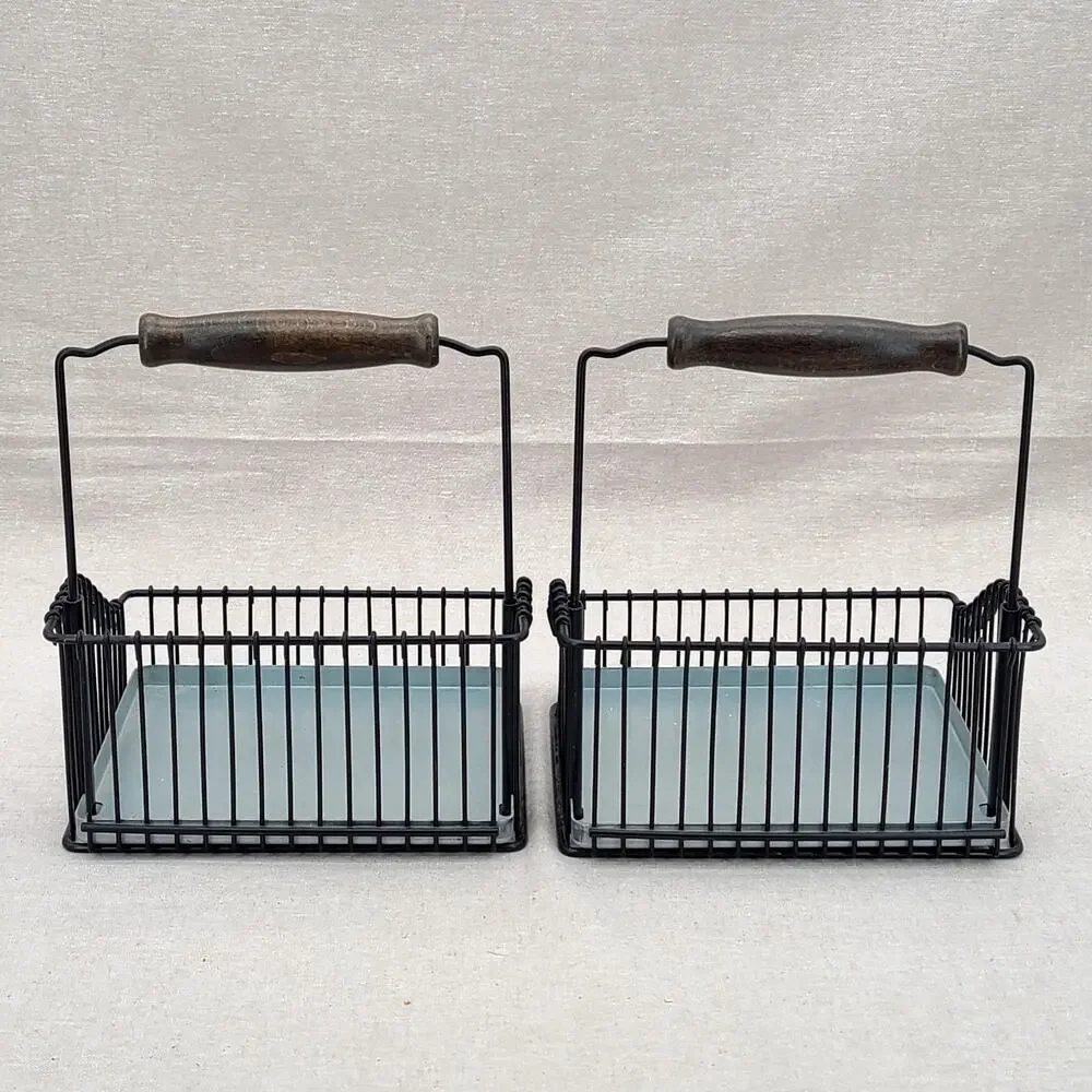 2 x IKEA Fintorp Black Wire Hanging Basket Carina Bengs, For Rail System 7.75”